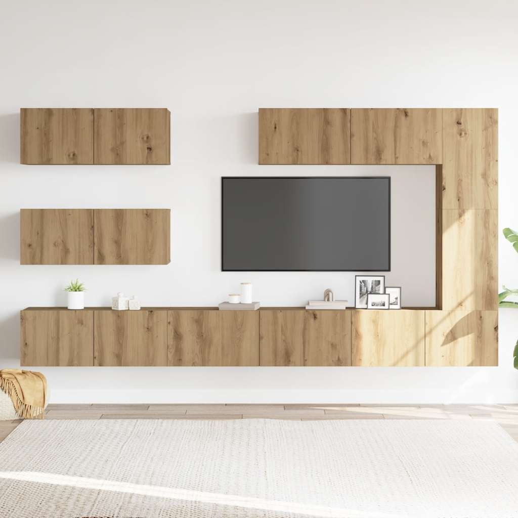 Ensemble de meuble TV mural 7 pcs chêne artisanal