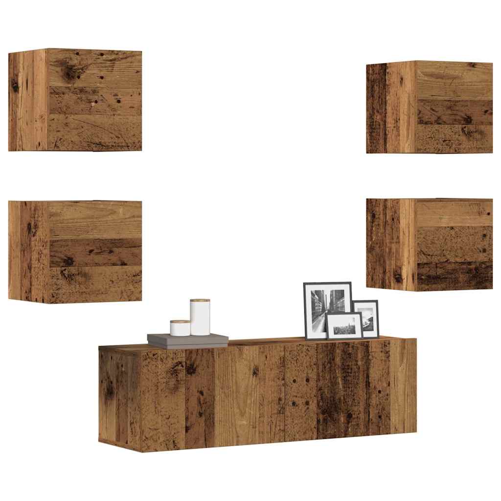 Ensemble de meuble TV mural 5 pcs vieux bois bois d'ingénierie