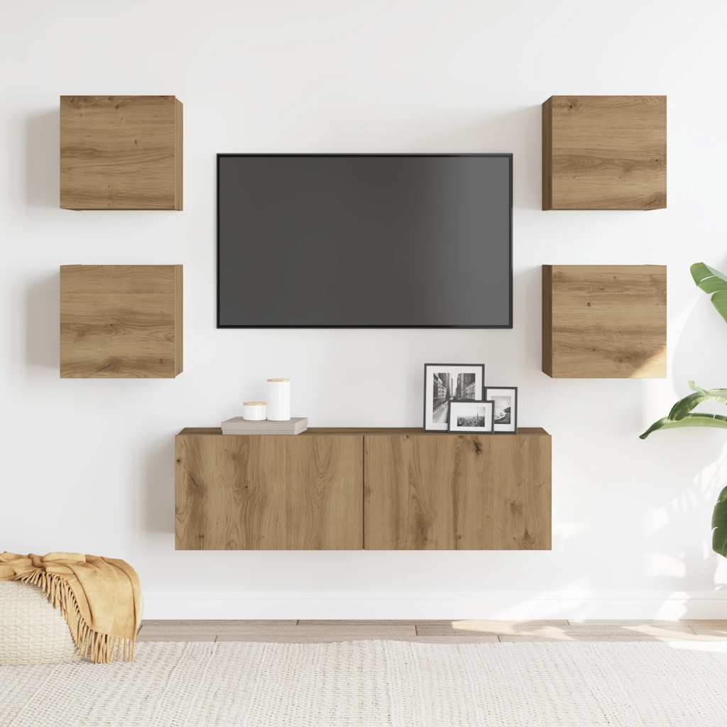 Ensemble de meuble TV mural 5 pcs chêne artisanal