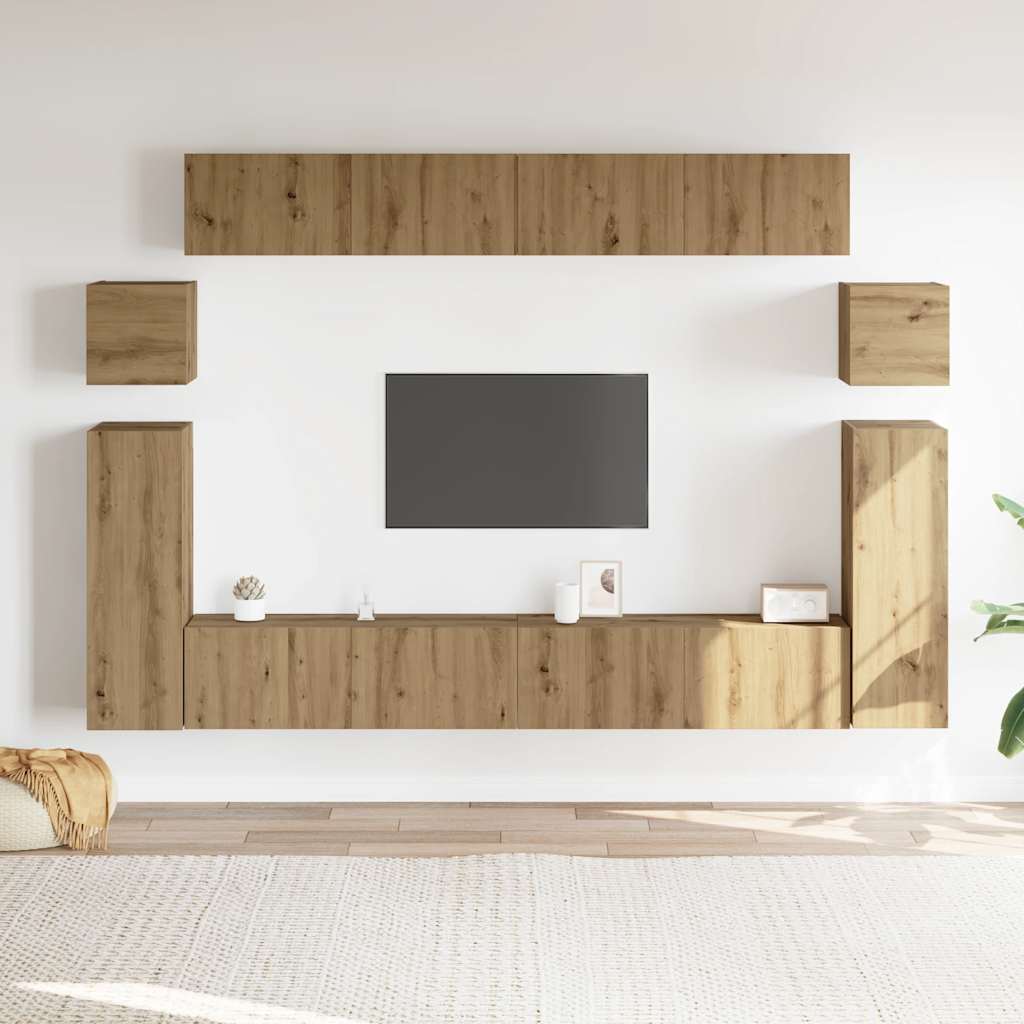 Ensemble de meuble TV mural 8 pcs chêne artisanal