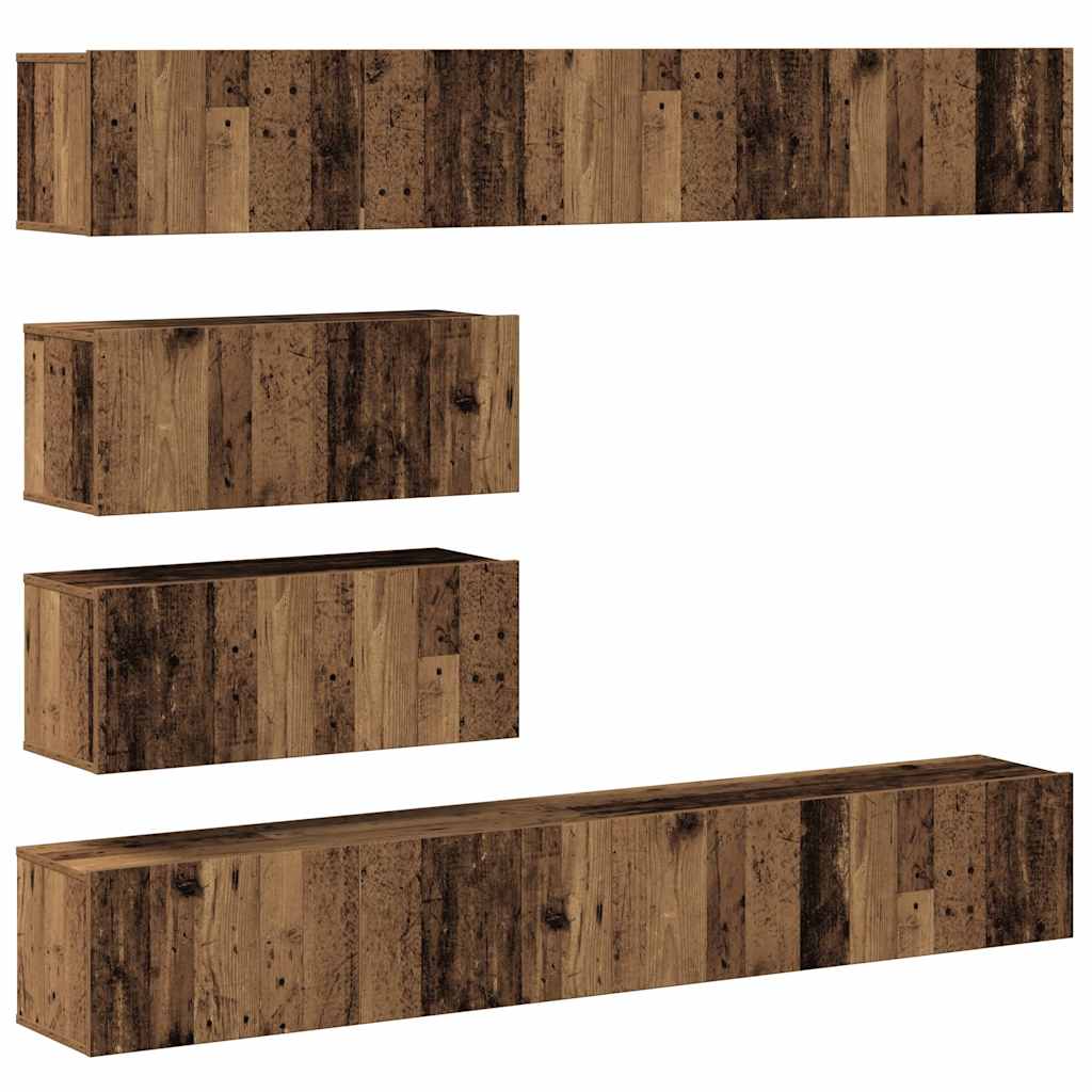 Ensemble de meuble TV mural 6 pcs vieux bois bois d'ingénierie