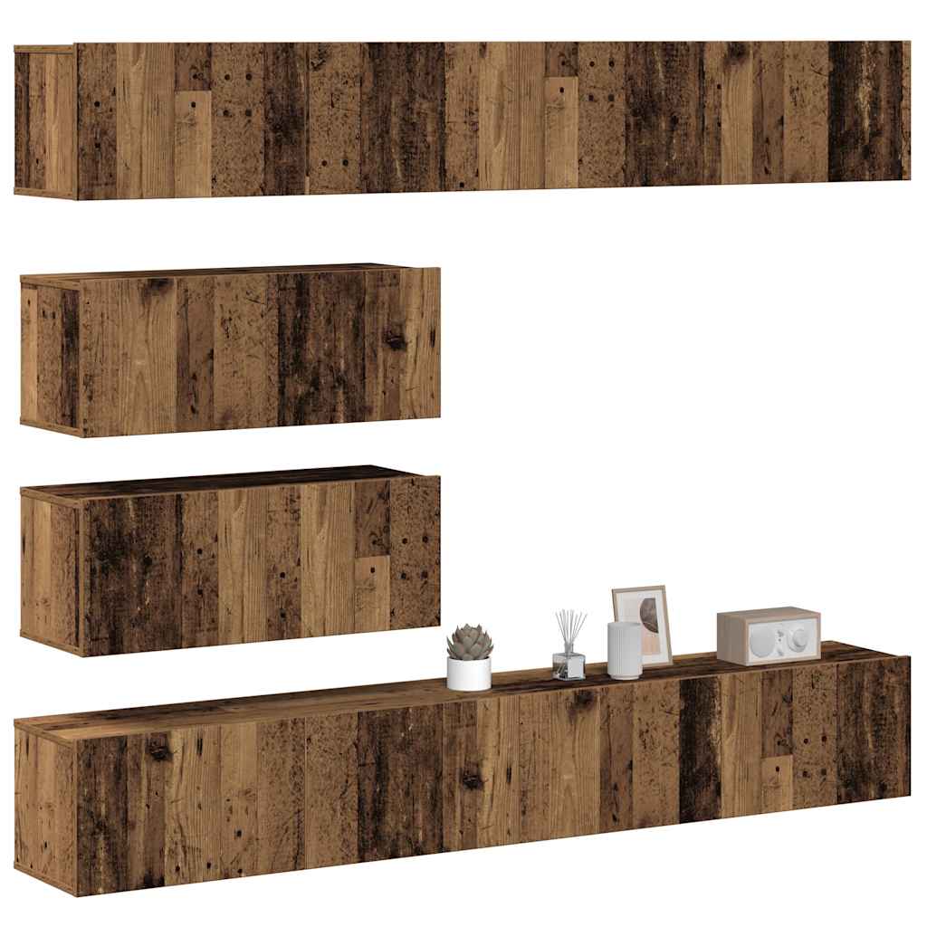 Ensemble de meuble TV mural 6 pcs vieux bois bois d'ingénierie