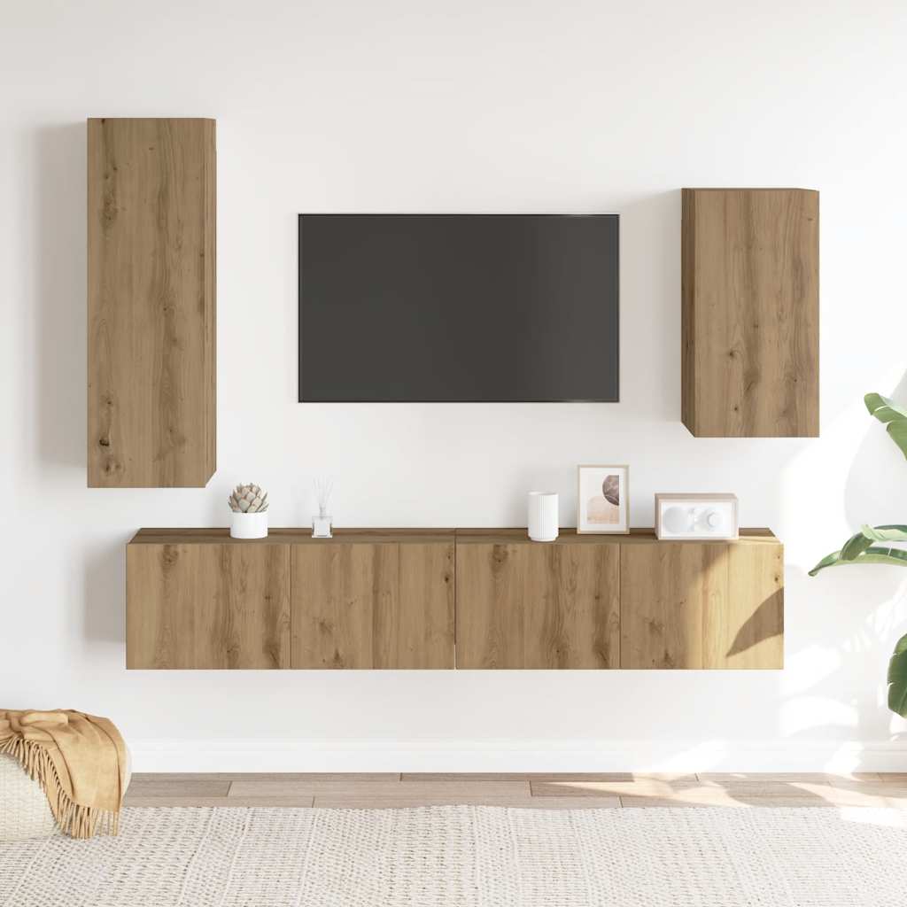 Ensemble de meuble TV mural 4 pcs chêne artisanal