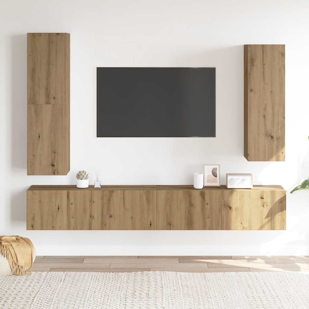 Ensemble de meuble TV mural 4 pcs chêne artisanal