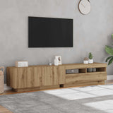 Meuble TV avec lumières LED chêne artisanal bois d'ingénierie