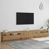 Meuble TV avec lumières LED chêne artisanal bois d'ingénierie