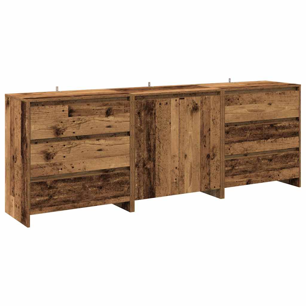 Buffet 3 pcs vieux bois bois d'ingénierie