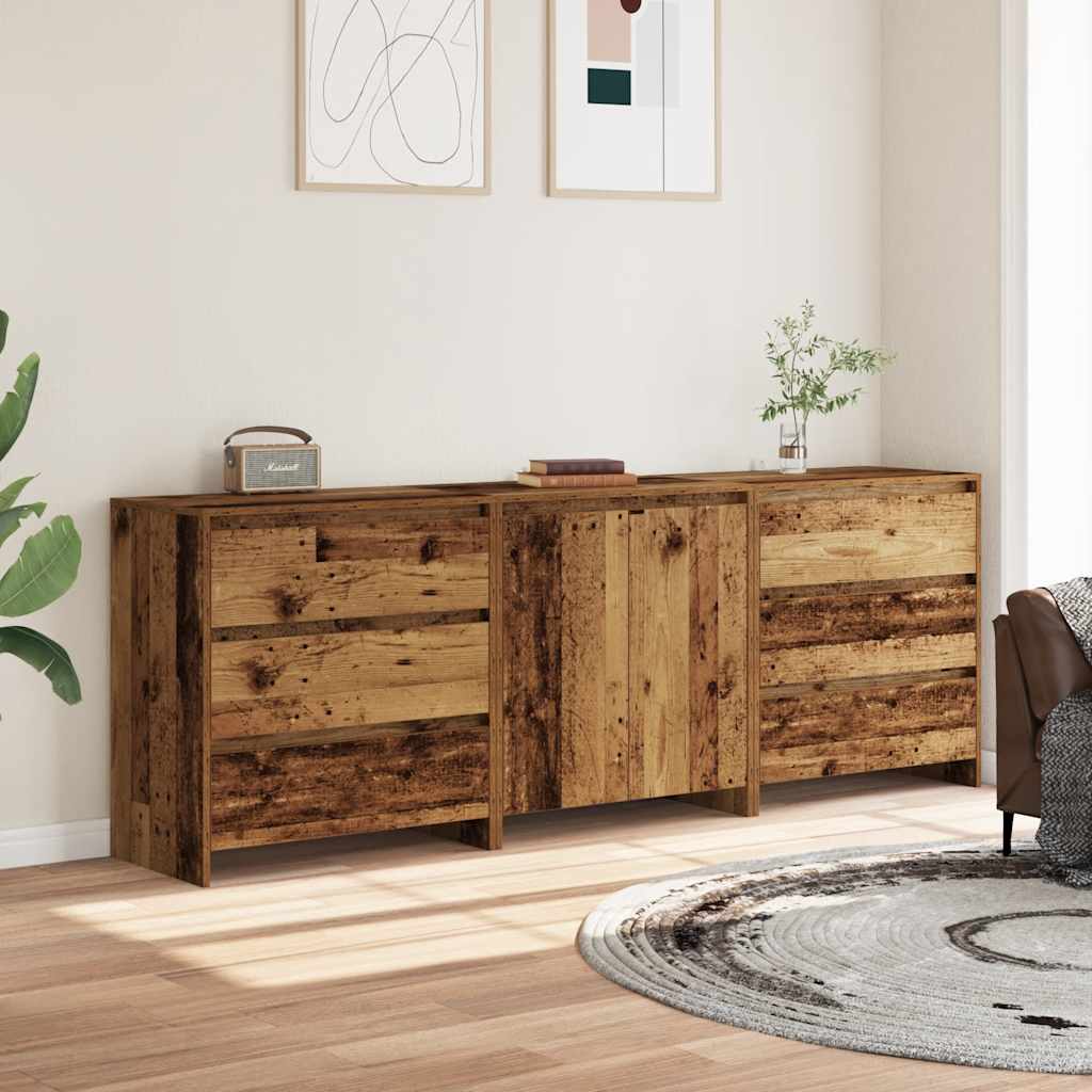 3 pcs sideboard old wood engineered wood