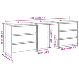 3 pcs sideboard old wood engineered wood