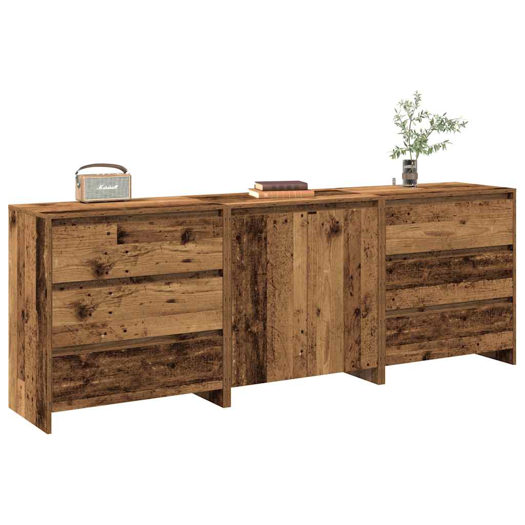 3 pcs sideboard old wood engineered wood