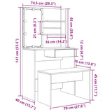 Schminktisch-Set mit LED-Altholz-Holzwerkstoff