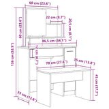 Altes Schminktisch-Set aus Holzwerkstoff