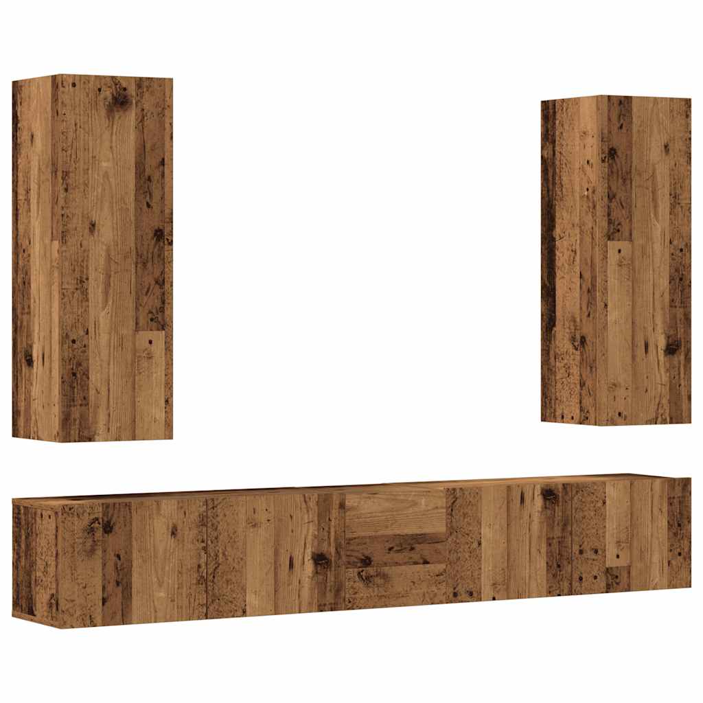 Ensemble de meuble TV mural 5 pcs vieux bois bois d'ingénierie