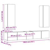 Ensemble de meuble TV mural 5 pcs vieux bois bois d'ingénierie