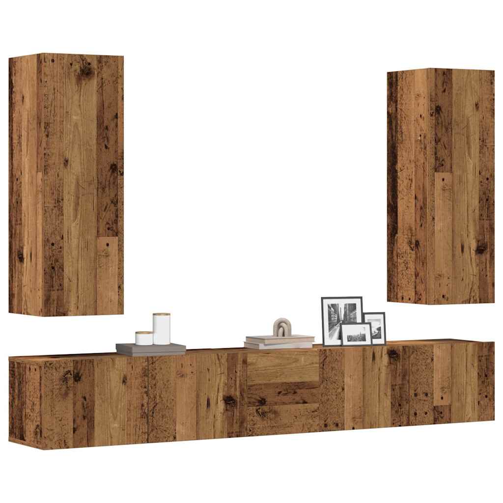 Ensemble de meuble TV mural 5 pcs vieux bois bois d'ingénierie