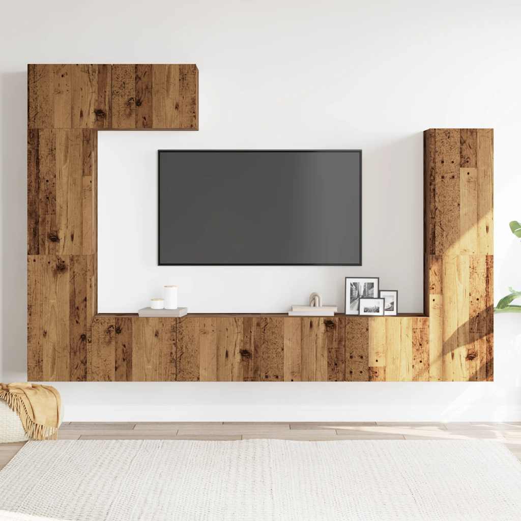 Ensemble de meuble TV mural 5 pcs vieux bois bois d'ingénierie