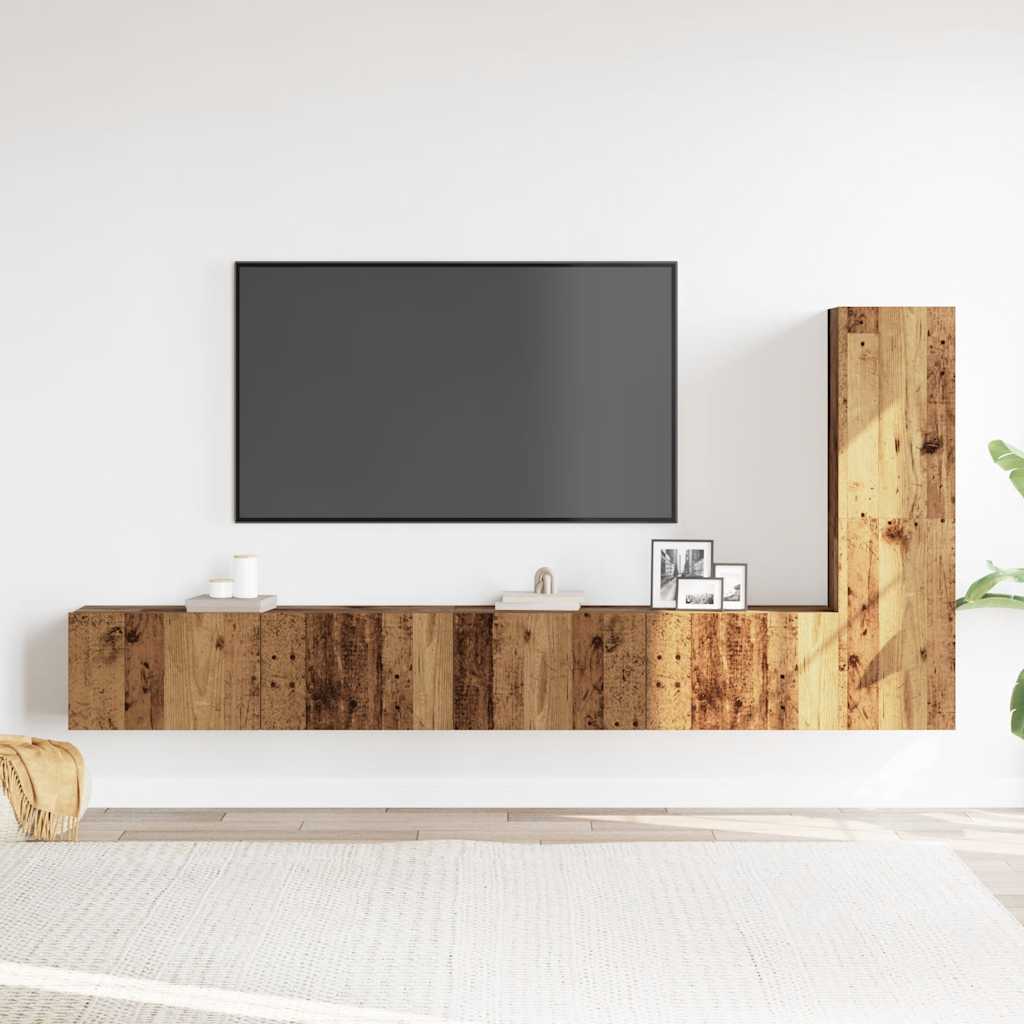 Ensemble de meuble TV mural 3 pcs vieux bois bois d'ingénierie