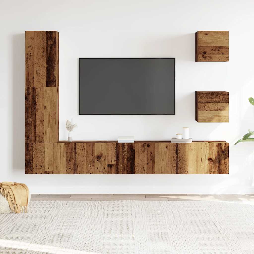 Ensemble de meuble TV mural 5 pcs vieux bois bois d'ingénierie