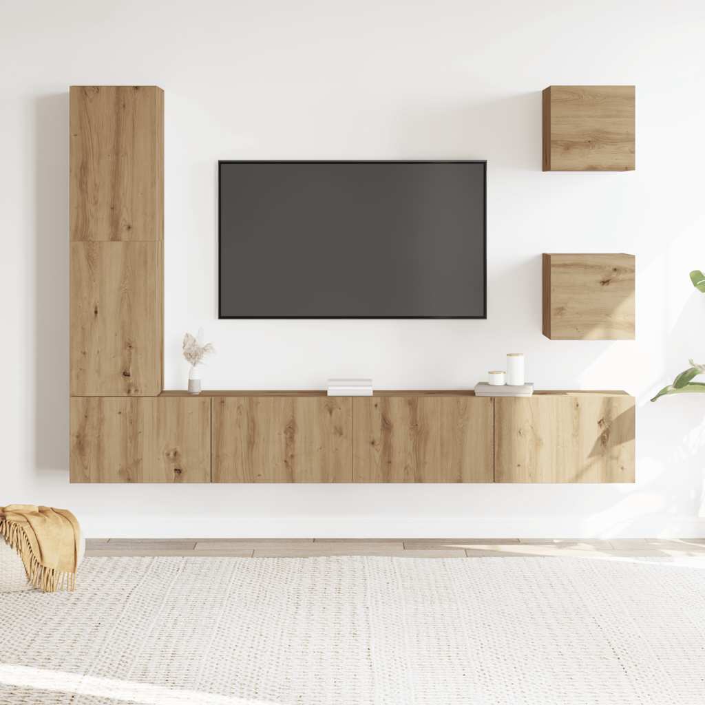 Ensemble de meuble TV mural 5 pcs chêne artisanal