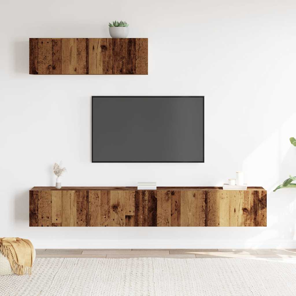 Ensemble de meuble TV mural 3 pcs vieux bois bois d'ingénierie