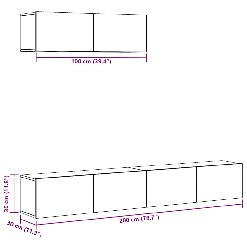 Ensemble de meuble TV mural 3 pcs vieux bois bois d'ingénierie