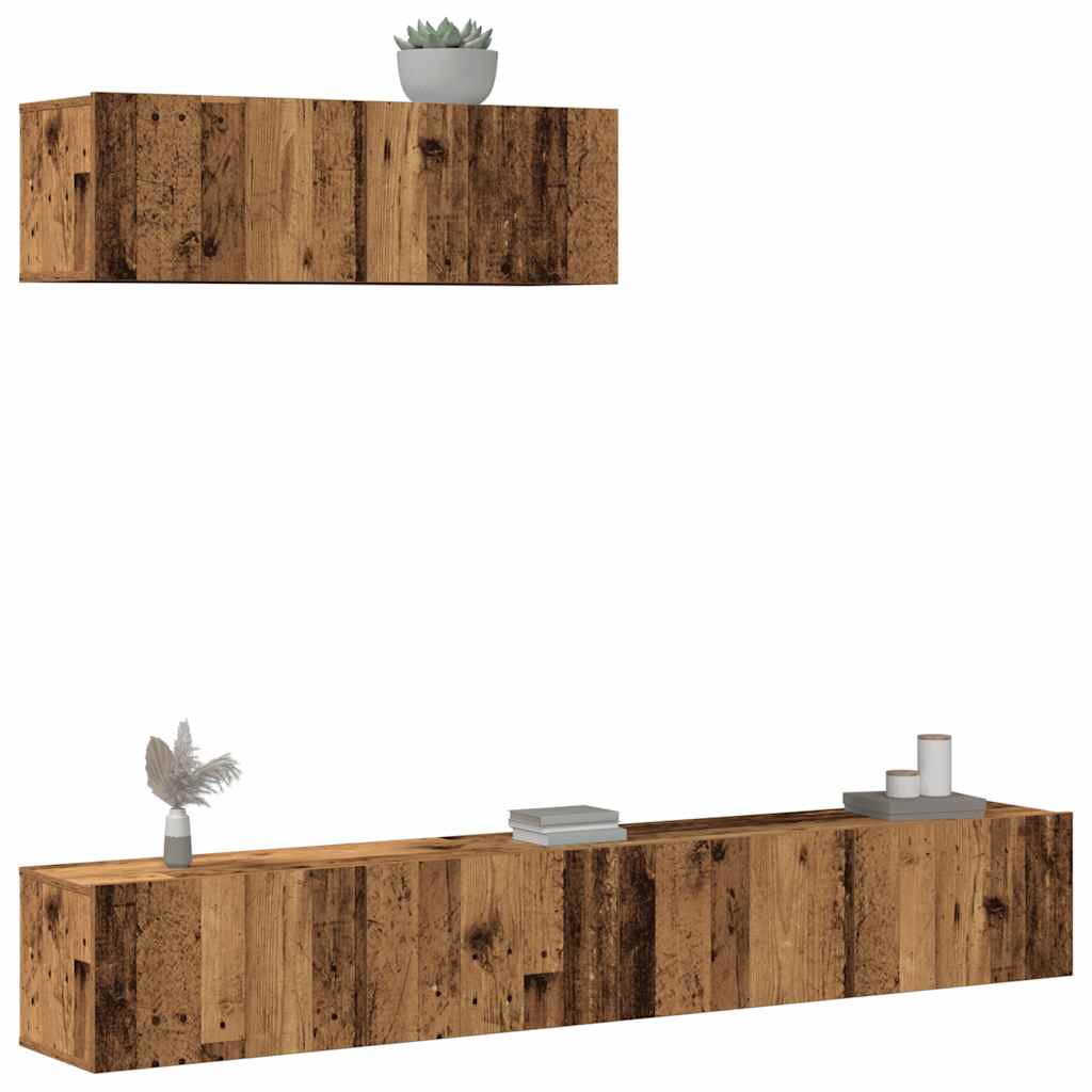 Ensemble de meuble TV mural 3 pcs vieux bois bois d'ingénierie