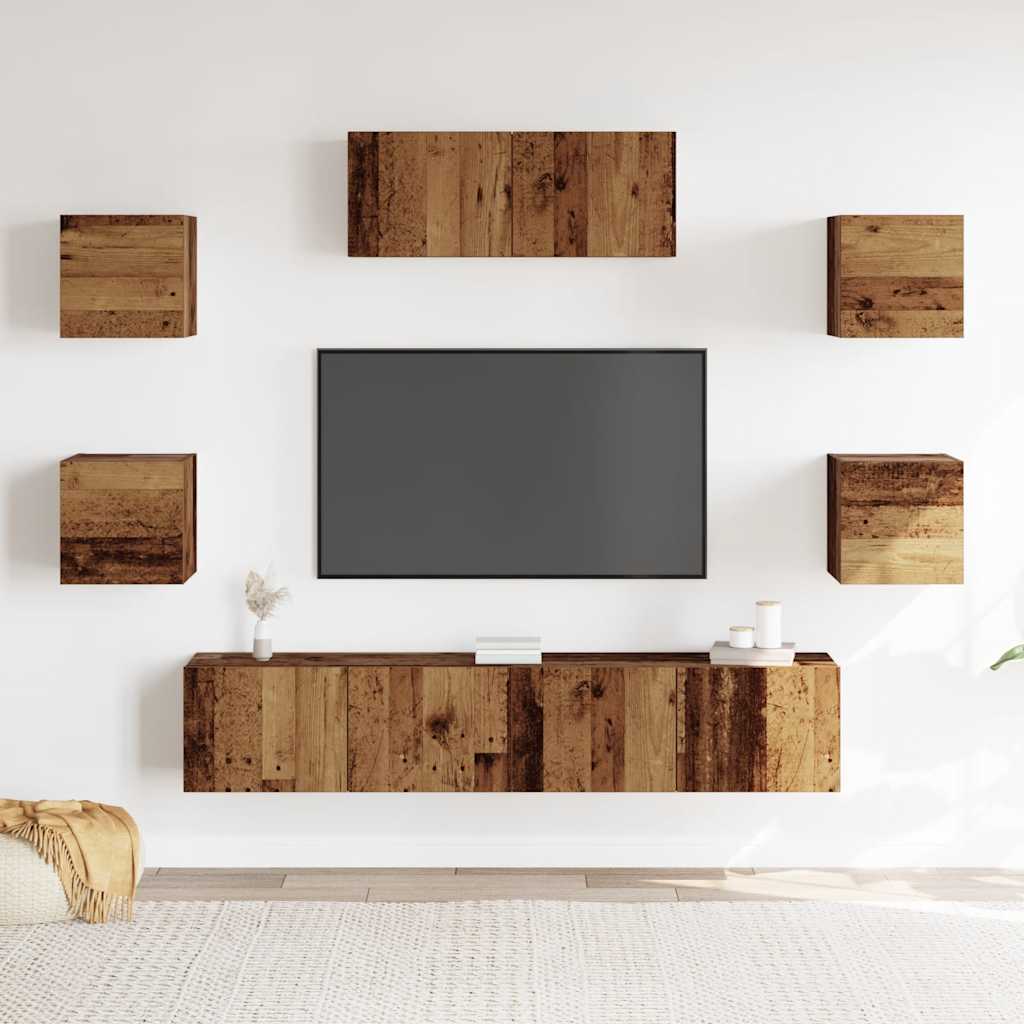 Ensemble de meuble TV mural 5 pcs vieux bois