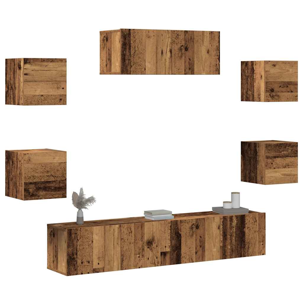 Ensemble de meuble TV mural 5 pcs vieux bois