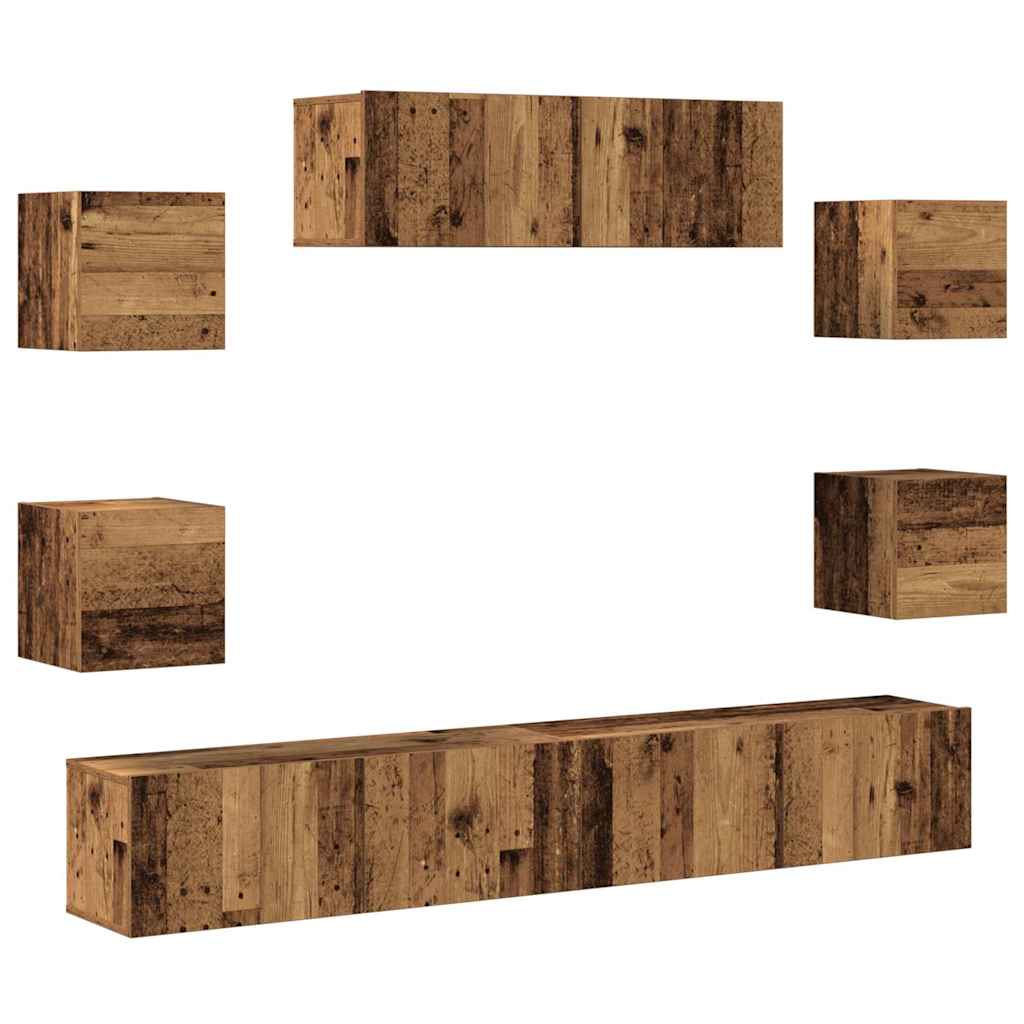 Ensemble de meuble TV mural 7 pcs vieux bois bois d'ingénierie