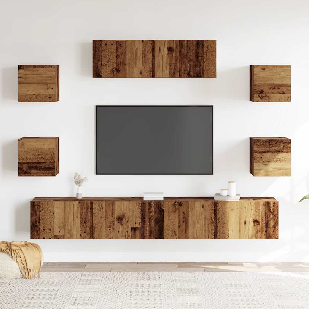 Ensemble de meuble TV mural 7 pcs vieux bois bois d'ingénierie