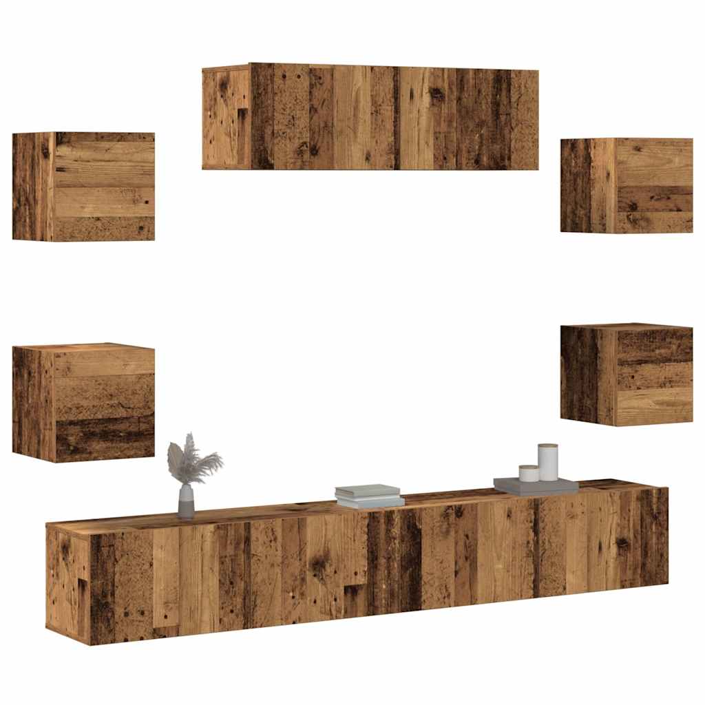 Ensemble de meuble TV mural 7 pcs vieux bois bois d'ingénierie