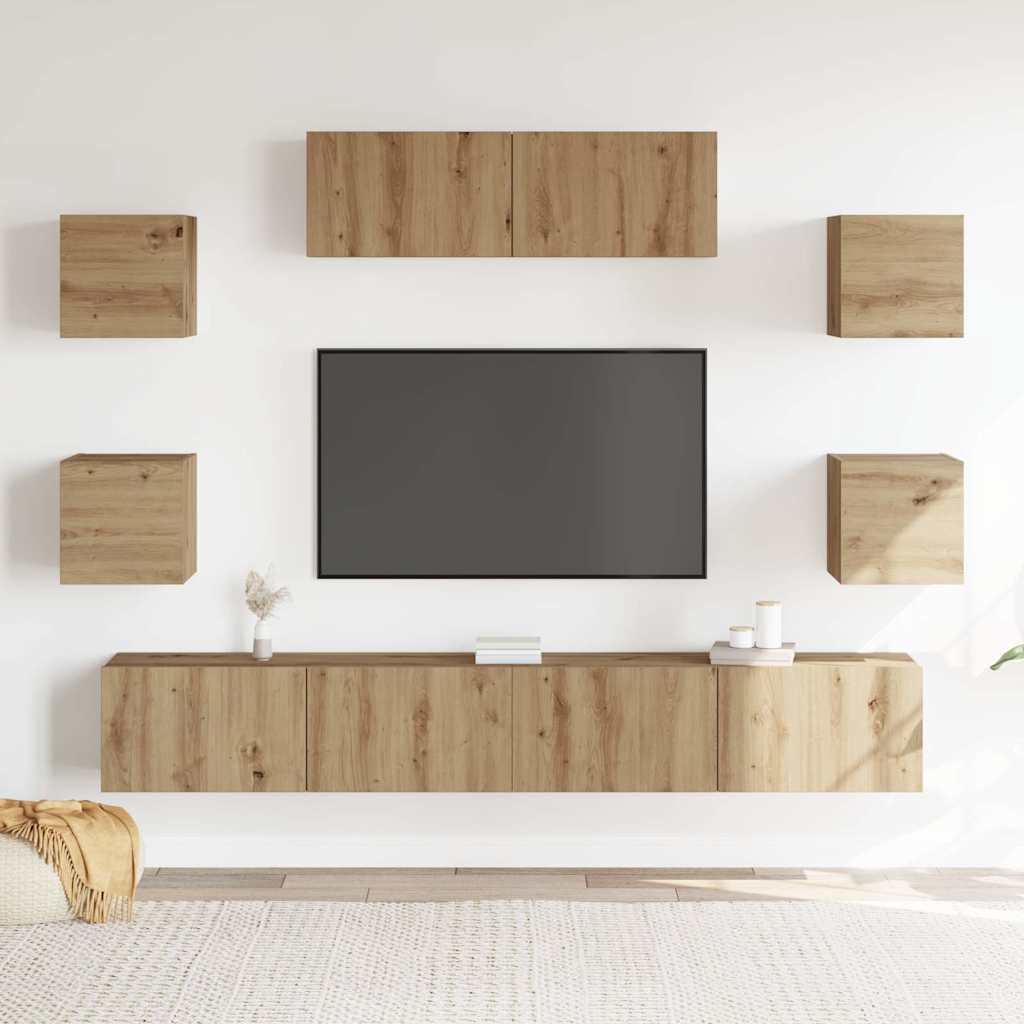 Ensemble de meuble TV mural 7 pcs chêne artisanal