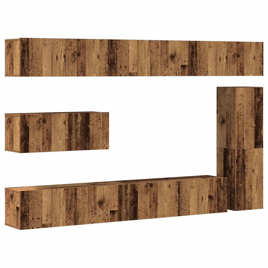 Ensemble de meuble TV mural 7 pcs vieux bois bois d'ingénierie