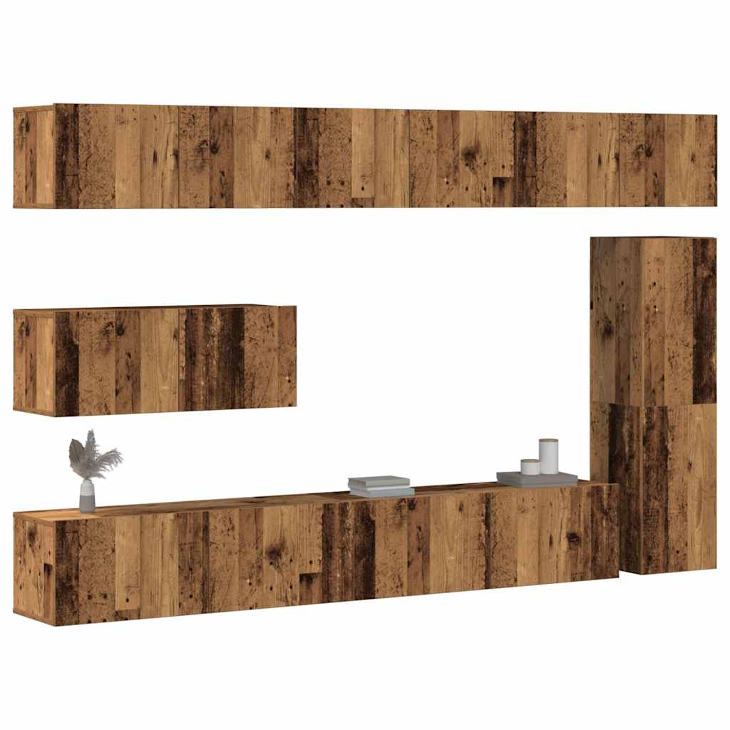 Ensemble de meuble TV mural 7 pcs vieux bois bois d'ingénierie