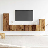 4 pcs wall mounted TV cabinet set old wood engineered wood