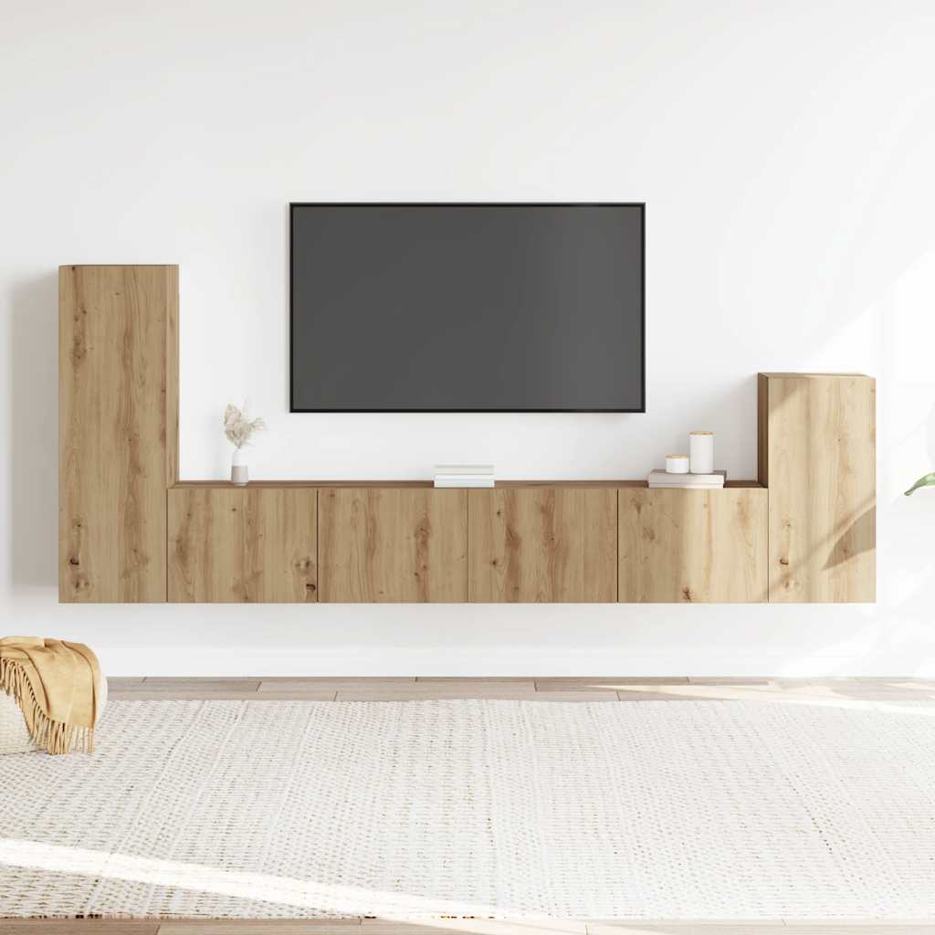 Ensemble de meuble TV mural 4 pcs chêne artisanal