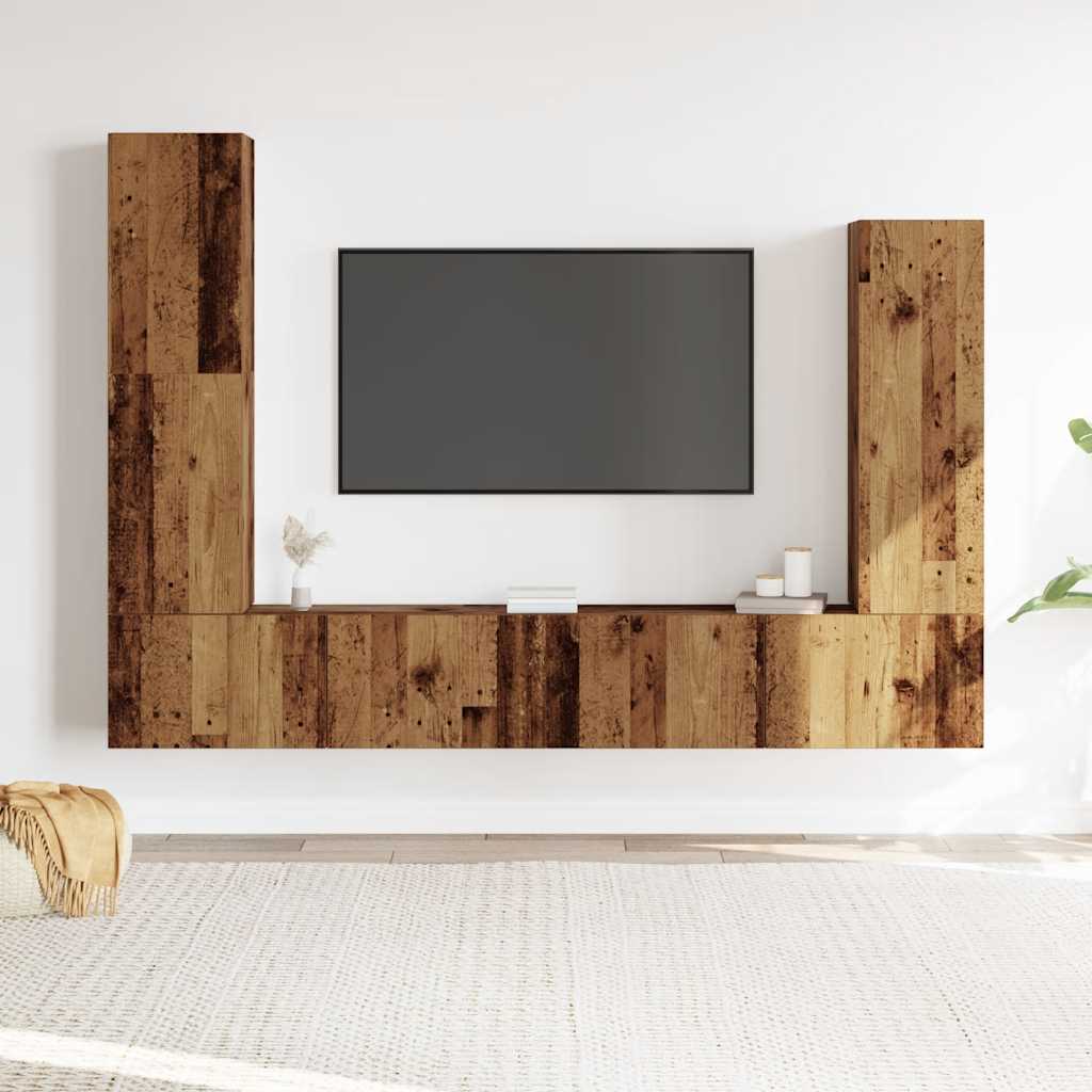 Ensemble de meuble TV mural 4 pcs vieux bois bois d'ingénierie