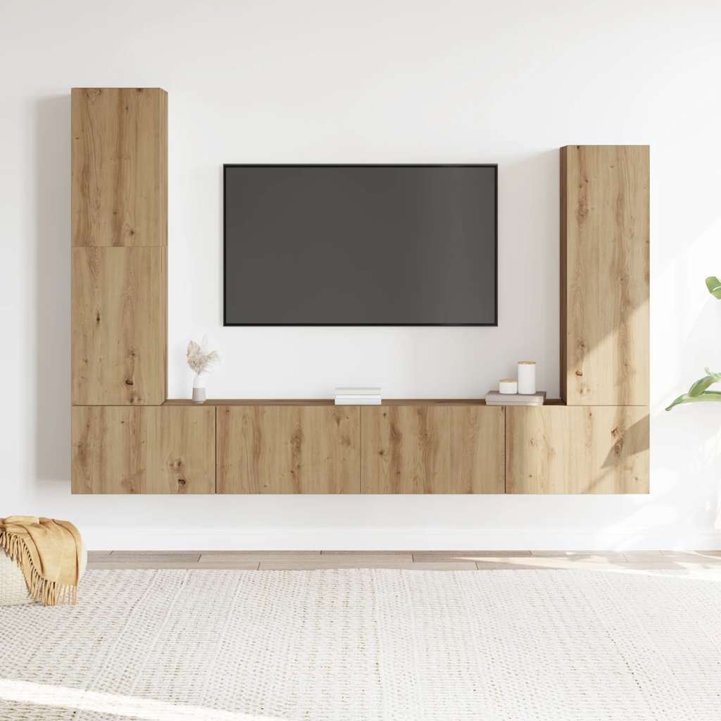 Ensemble de meuble TV mural 4 pcs chêne artisanal