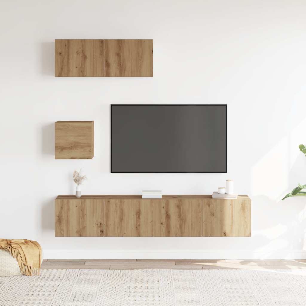 Ensemble de meuble TV mural 4 pcs chêne artisanal