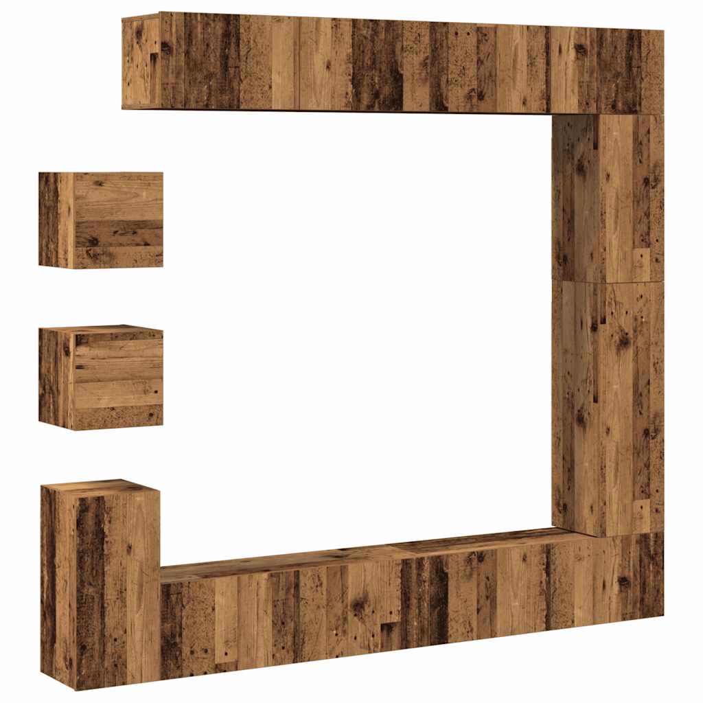 Ensemble de meuble TV mural 9 pcs vieux bois bois d'ingénierie