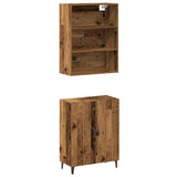 Buffet avec armoire murale vieux bois bois d'ingénierie