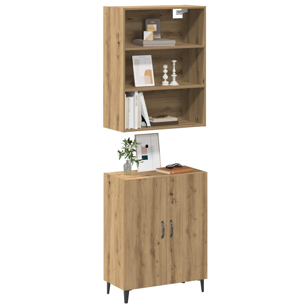 Buffet avec armoire murale chêne artisanal bois d'ingénierie