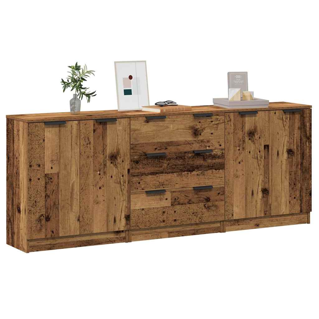 Buffets 3 pcs vieux bois 60x30x70 cm bois d'ingénierie