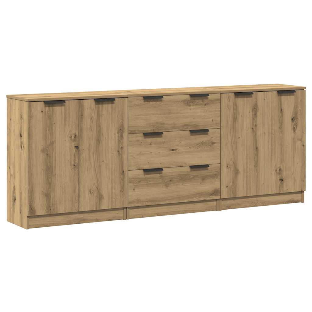 Buffets 3 pcs chêne artisanal 60x30x70 cm bois d'ingénierie