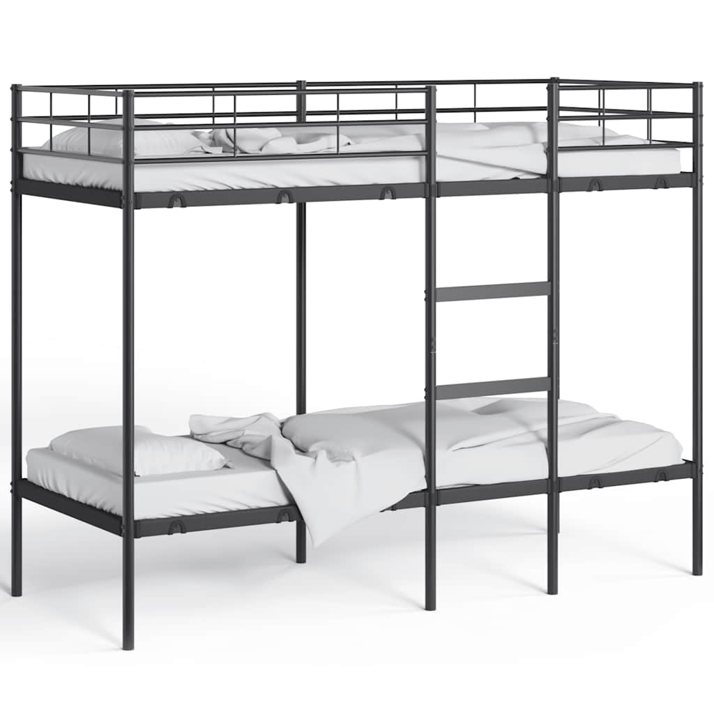 Lit superposé sans matelas noir 75x190 cm acier