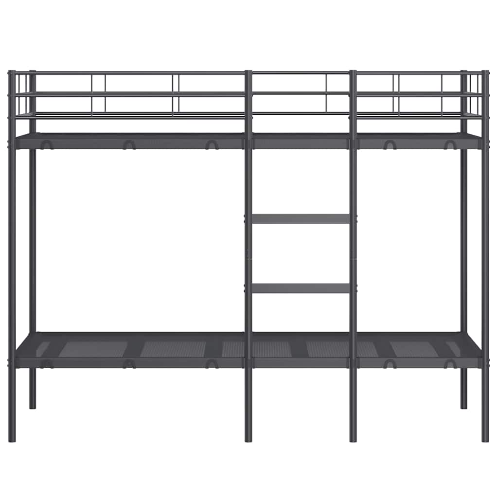 Lit superposé sans matelas noir 75x190 cm acier