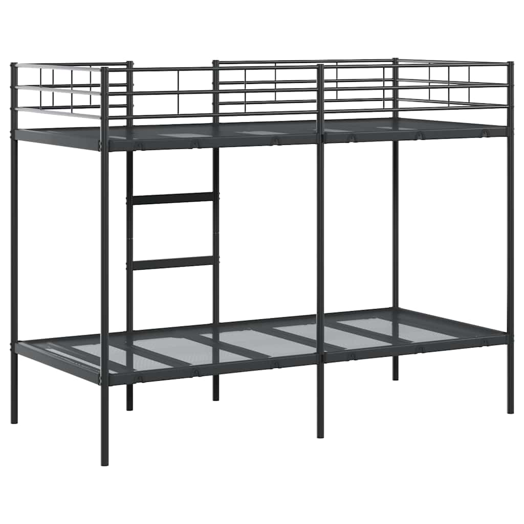 Lit superposé sans matelas noir 90x190 cm acier