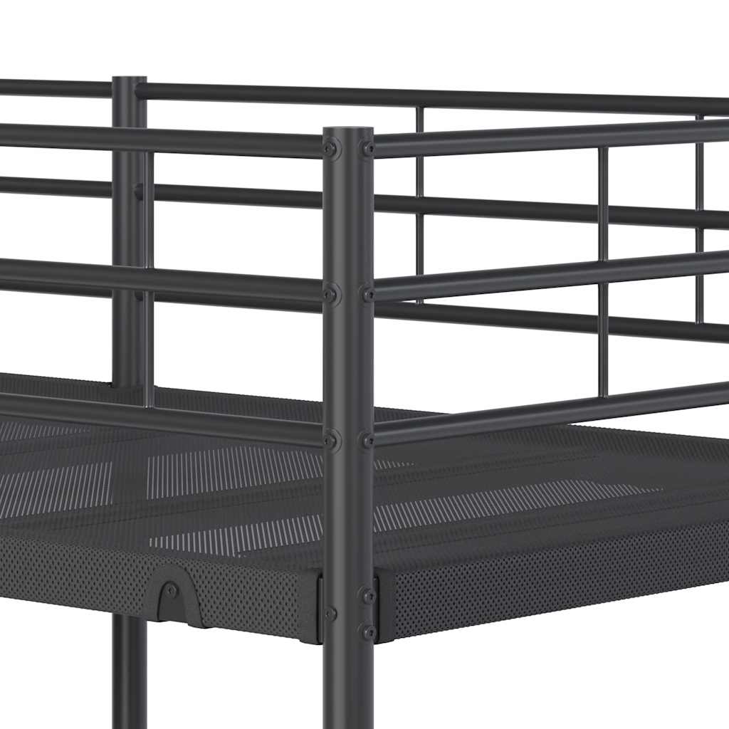 Lit superposé sans matelas noir 90x200 cm acier