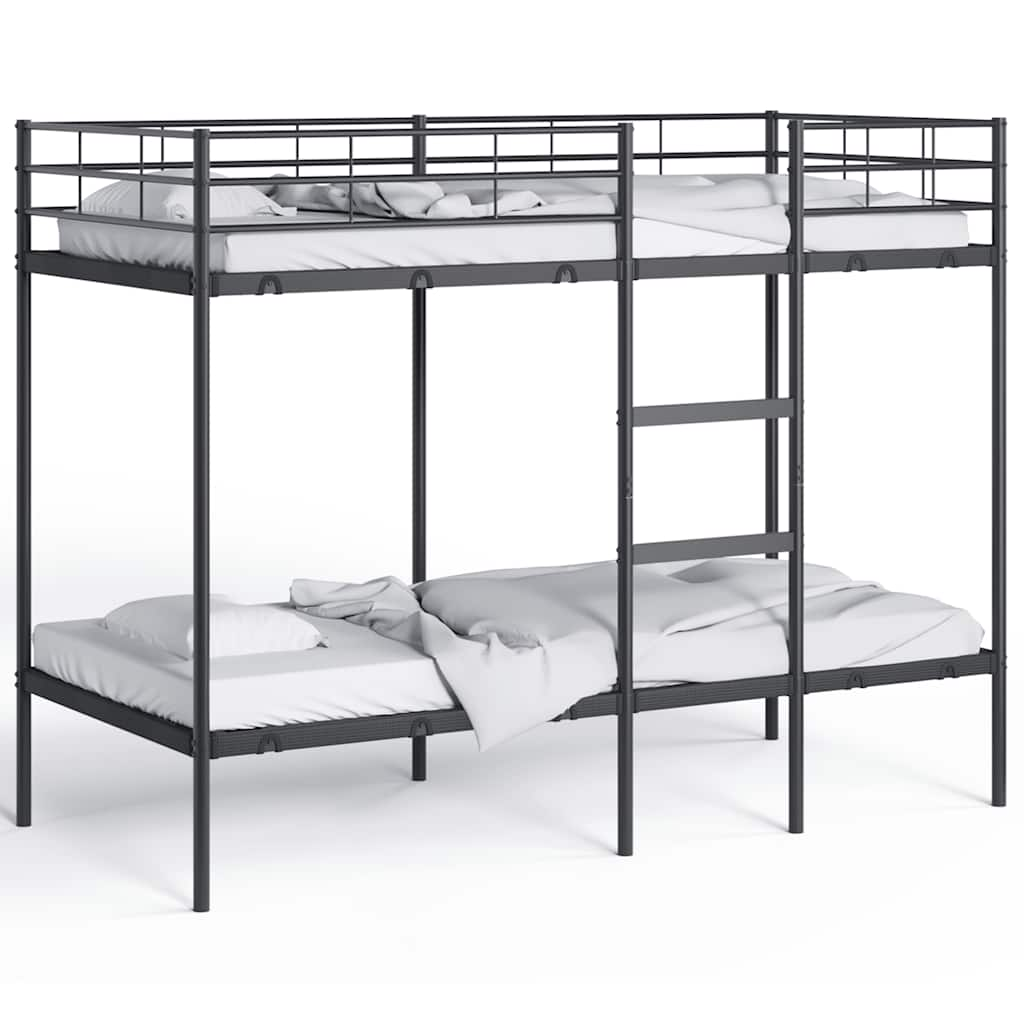 Lit superposé sans matelas noir 100x190 cm acier