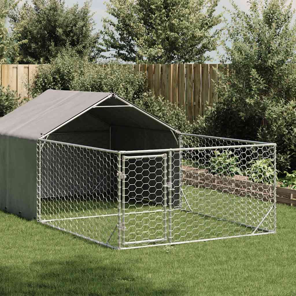 Niche d'extérieur pour chien enclos 5x2x1,5 m acier galvanisé